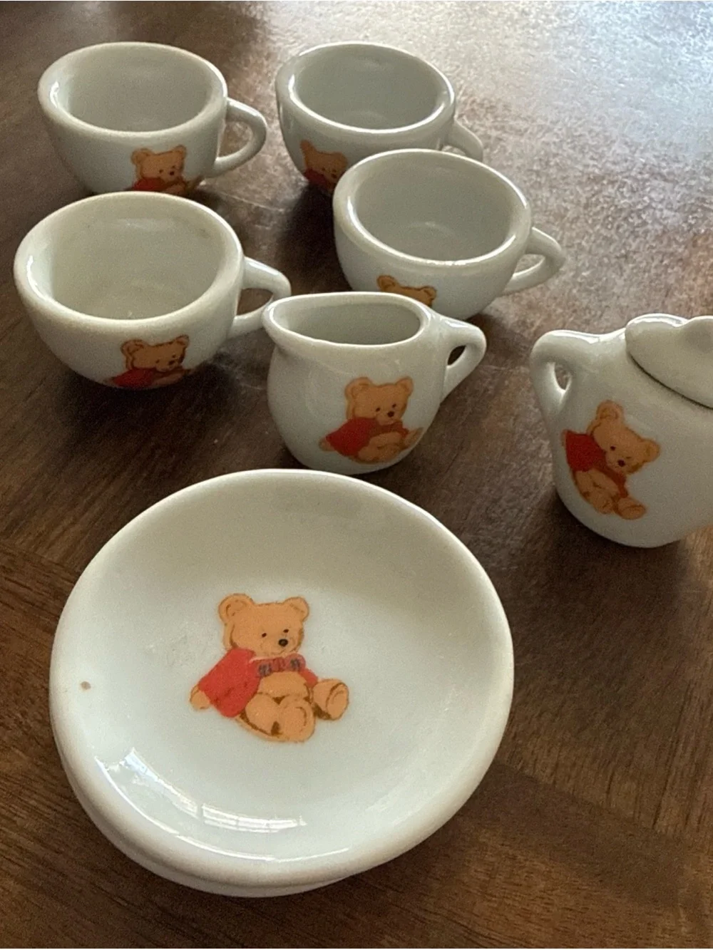 Teddy Bear Miniature Porcelain 11 Piece Tea Set Vintage